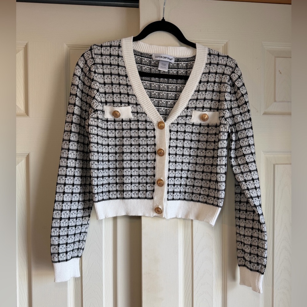 Cotton Emporium Black and White Cardigan